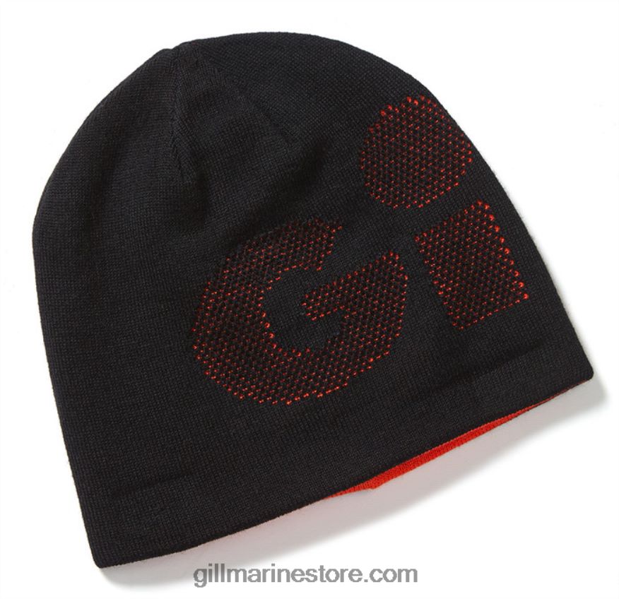 Gill Marine bonnet en maille réversible DDP04L324 noir & orange