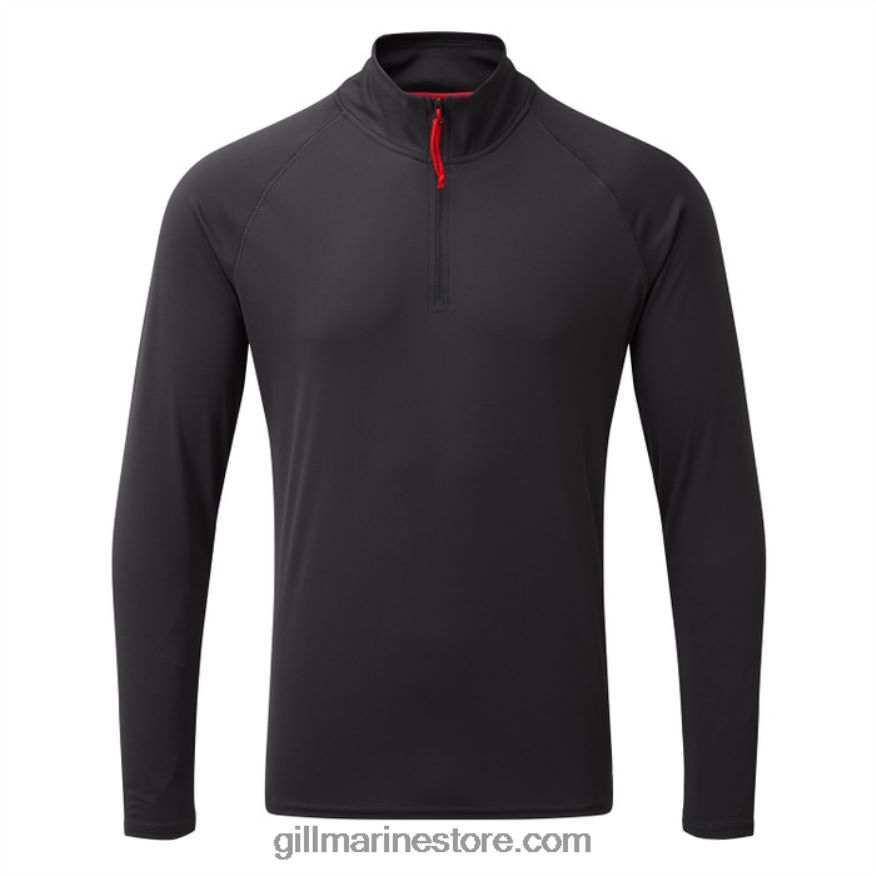 Gill Marine t-shirt zippé à manches longues uv tec pour hommes DDP04L553 charbon