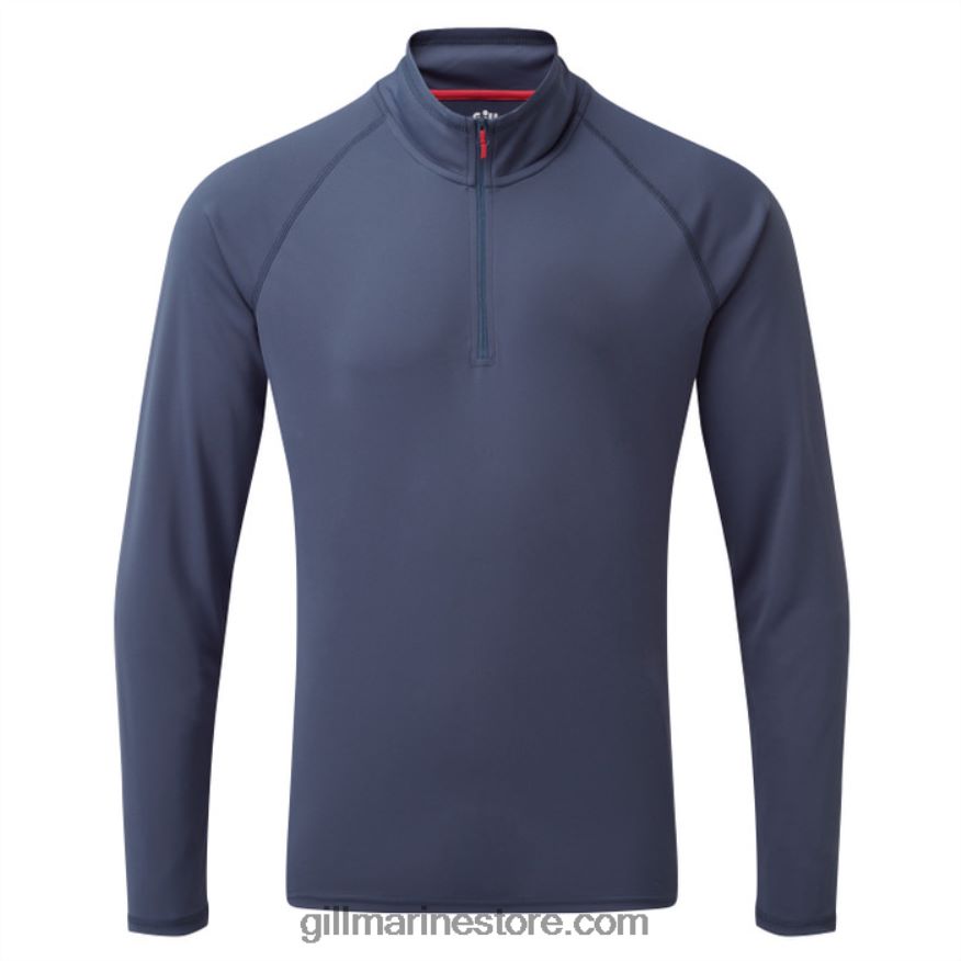 Gill Marine t-shirt zippé uv tec pour hommes - manches longues DDP04L216 océan
